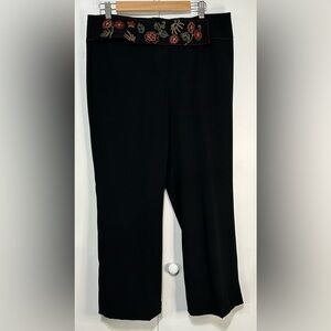 Clio Vintage Women Dress Pants Size 12 with Floral Embroidered Front Panel